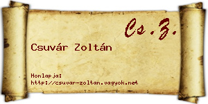 Csuvár Zoltán névjegykártya